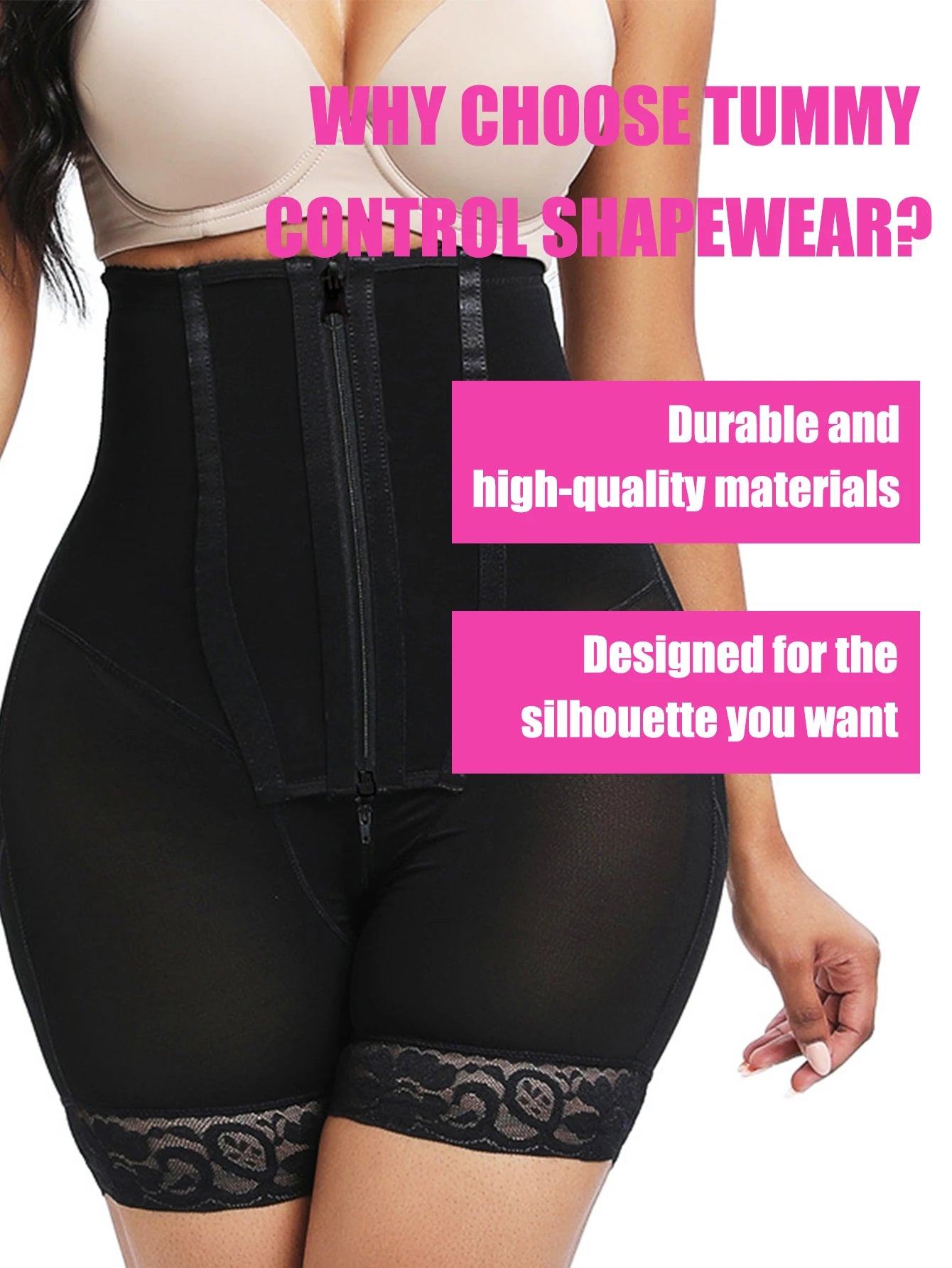 Black High-Compression Tummy Control Shaper