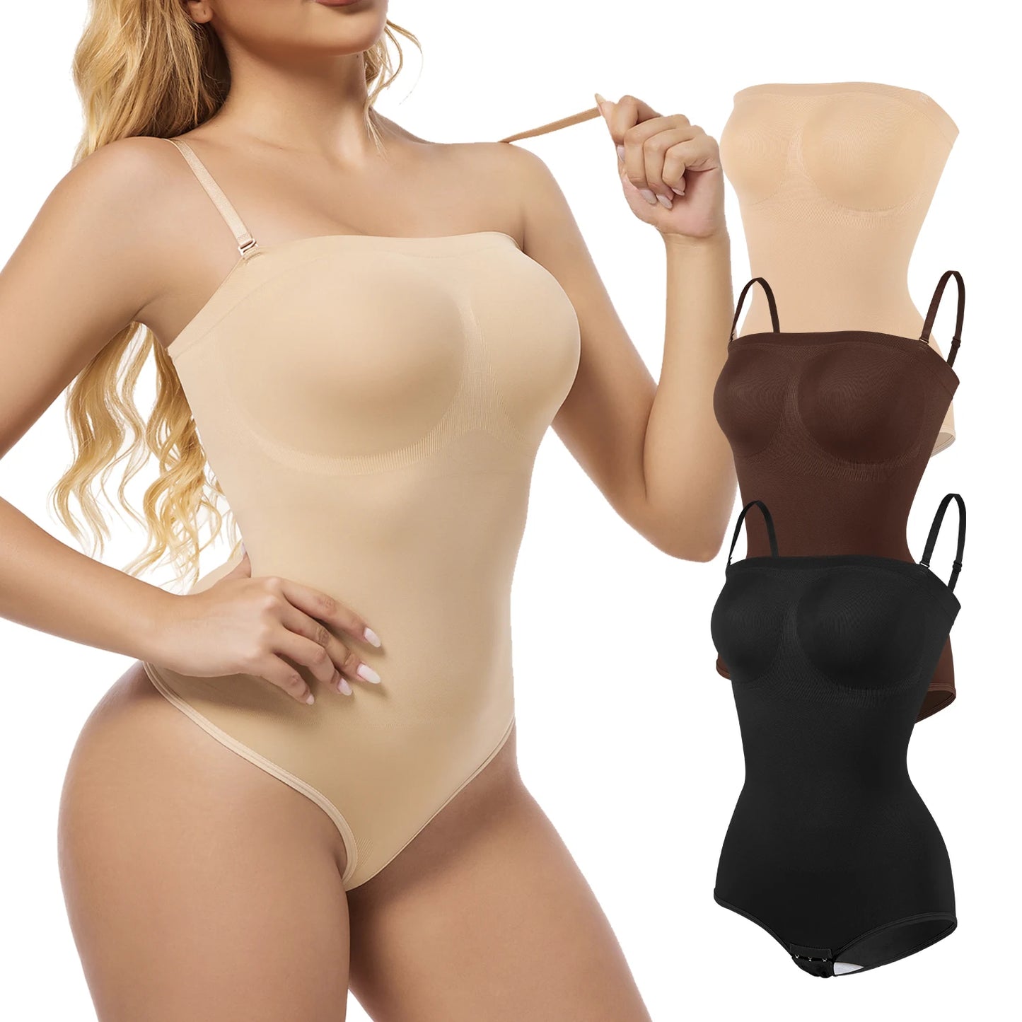 Beige Curve Enhancing Bodysuit Shapewear