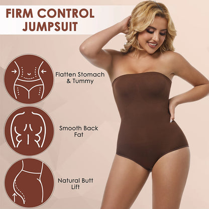 Beige Curve Enhancing Bodysuit Shapewear